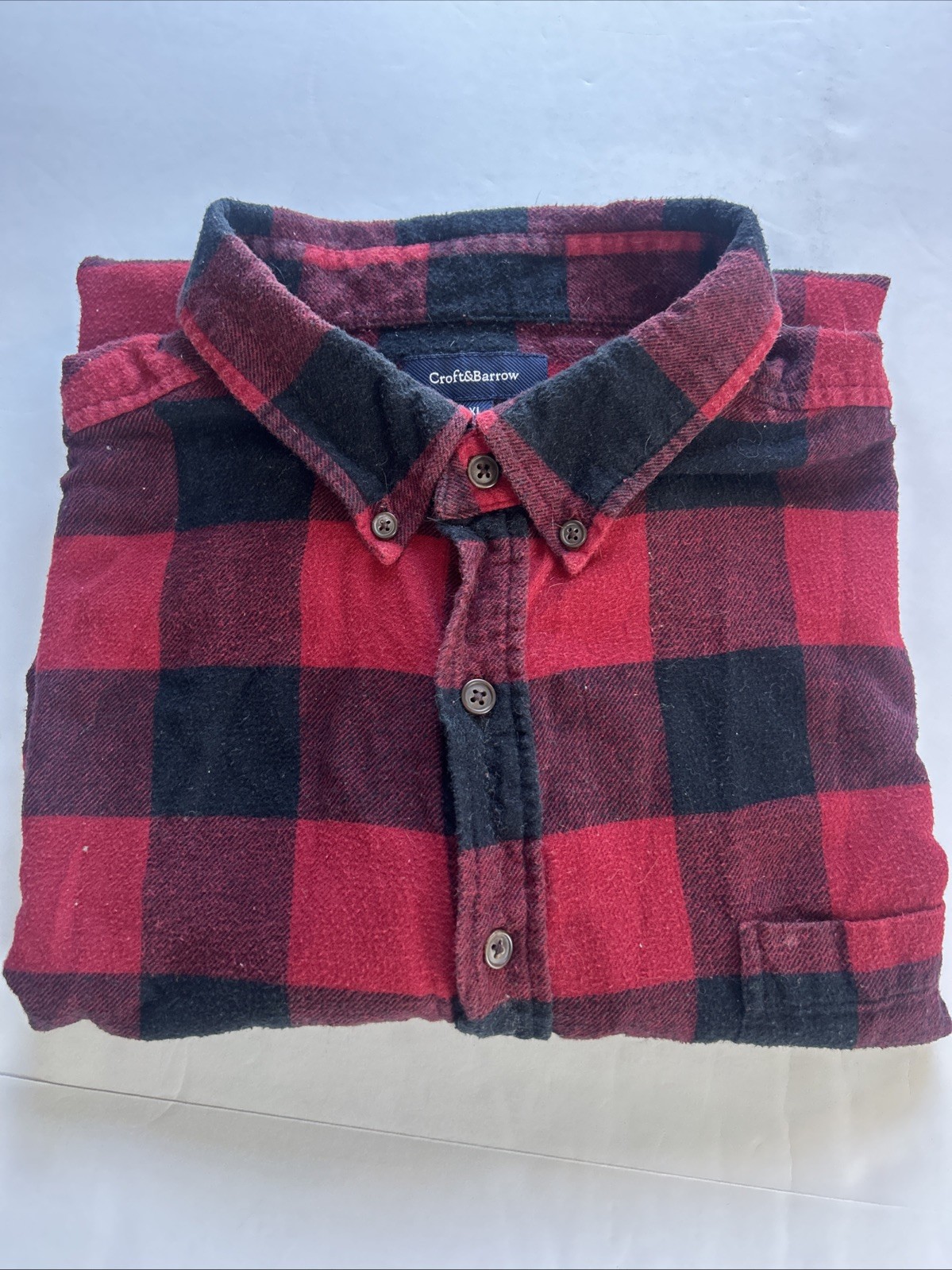 Croft&Borrow red Pattern button Up  Flannel Size … - image 8