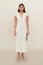 BNWT Rixo Clarice Chiffon Pearl Midi DRESS Size S