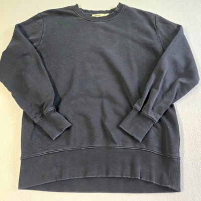 Whyred Murry Structure Sweatshirt Mens Small Black Crew Neck Ribbed Cotton Blend