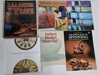 Lot of  6 Weaving, Indian Basket Weaving, Spinning Craft Books