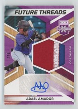 Adael Amador 2022 Panini Elite Extra Edition Future Threads Purple Auto /7