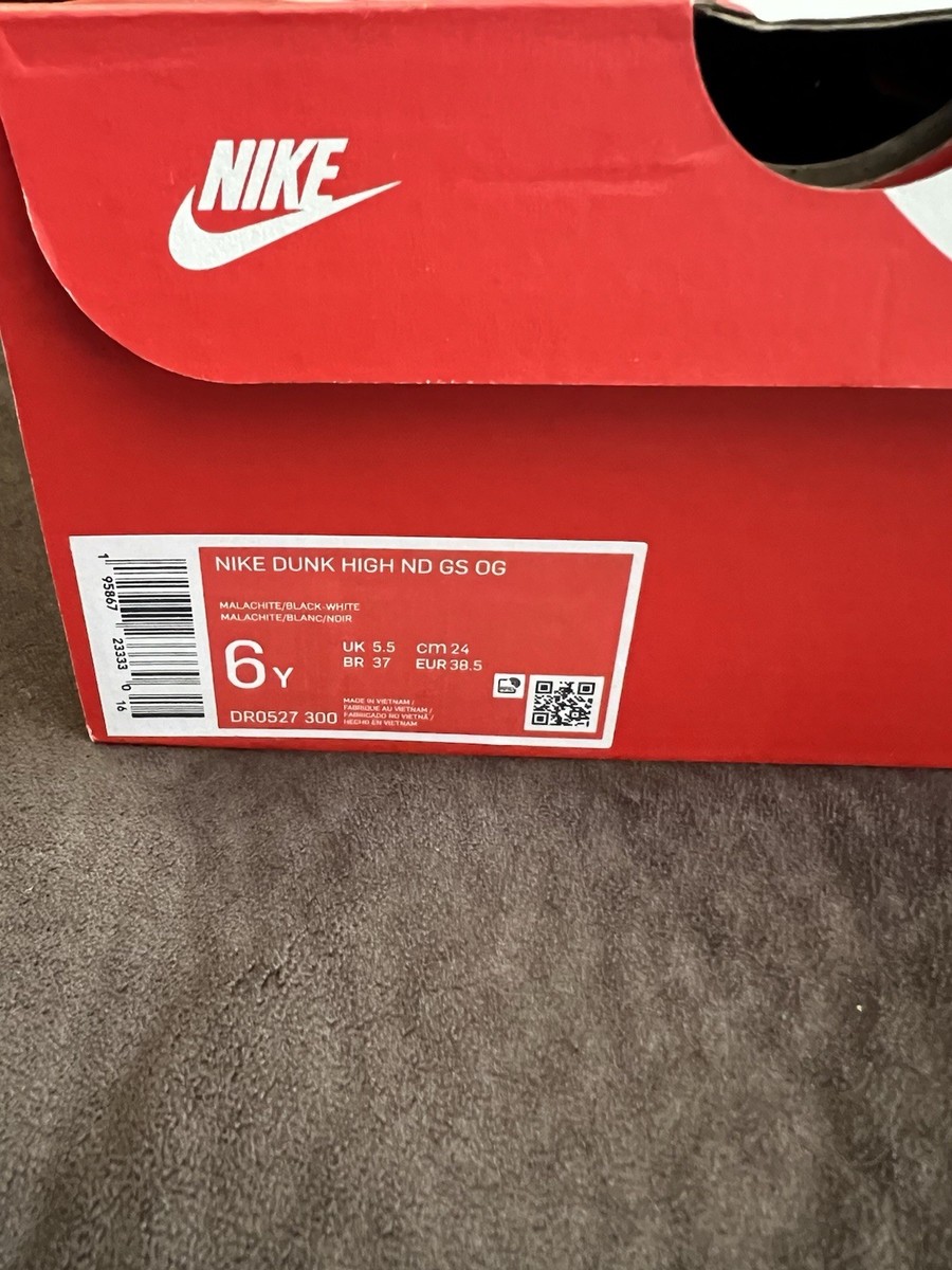 【 24  】 Nike Dunk High ND GS OG DR0527-300 -SZ 6Y Eagles/Celtics Pre-Owned