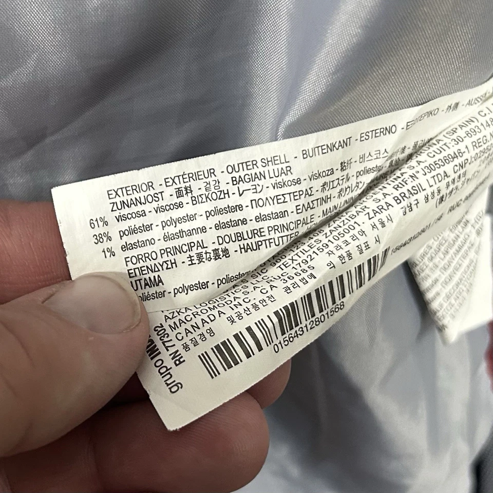 Abrigo Deportivo Zara Hombre 46R Gris Oscuro Dos Botones Doble Ventilación Mezcla Poliéster Foto 4 de 4