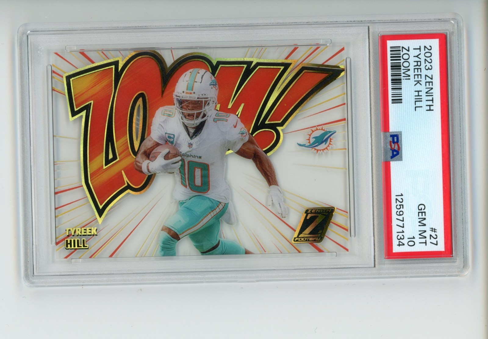 2023 Panini Zenith Tyreek Hill #27 ZOOM! Case Hit SSP Acetate PSA 10 GEM