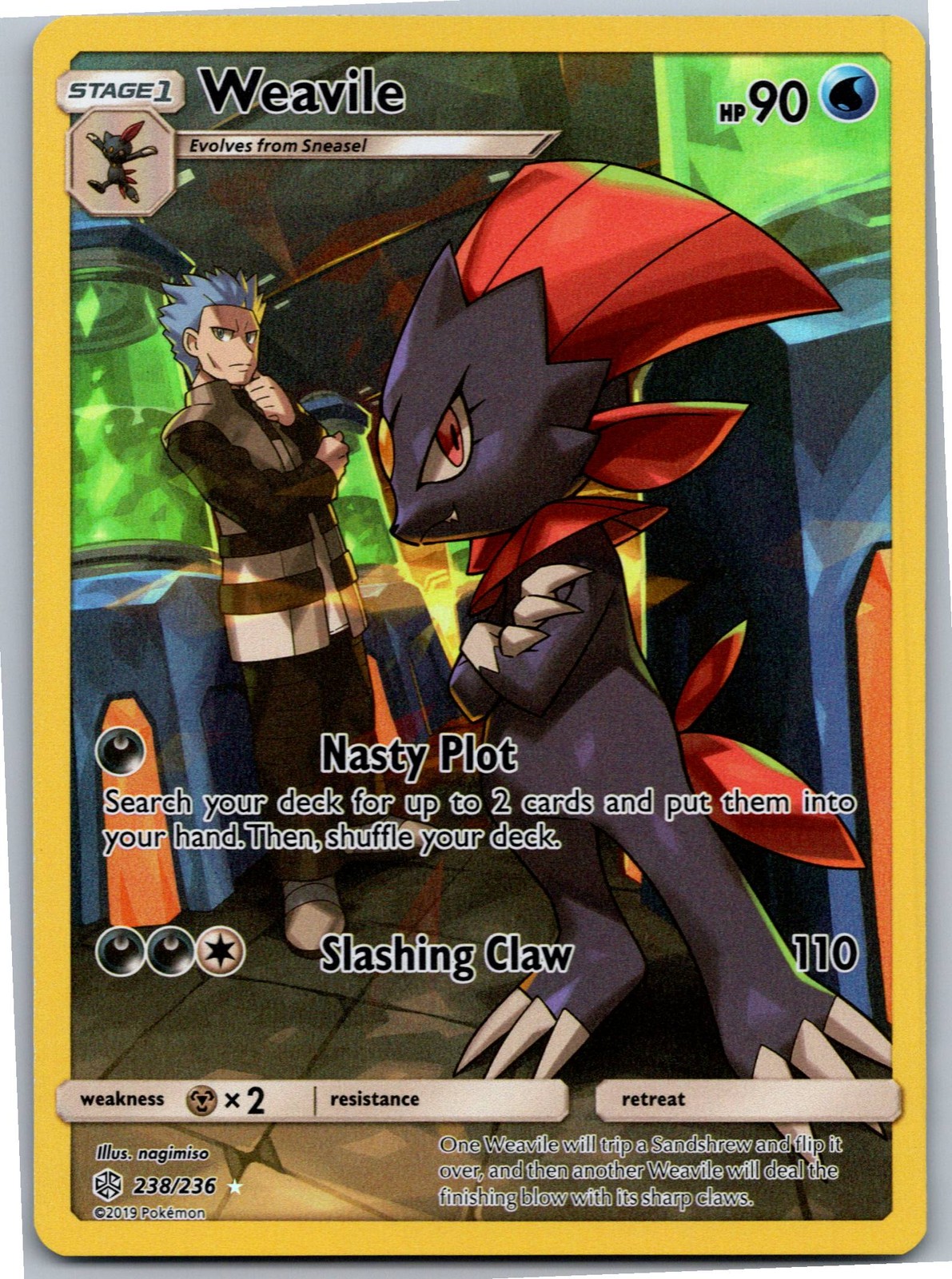 Weavile (Secret) Secret Rare SM - Cosmic Eclipse 238/236 NM - Holo