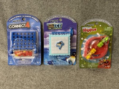 New! Micro Hasbro Games: Hungry Hungry Hippos, Connect 4, Don't Break The Ice