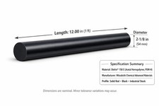 12"Long X 2-1/8"54mm Di Delrin 150E Acetal Round Rod Mitsubishi POM-H Black m5rT