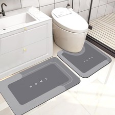 Housego 2PCS Bath Mat Set Non-Slip Rubber Backed 19.7"x23.6" 19.7"x31.9" Dark