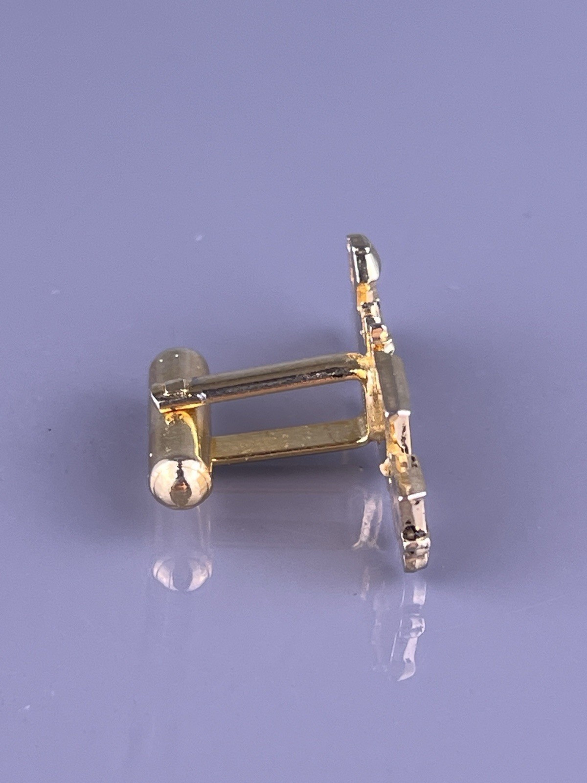 Steam Engine Train SINGLE Cufflink Gold Tone Rail… - image 2