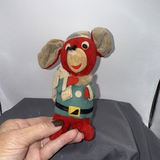 Vntg Dakin Dream Pets Christmas Mouse Santa Claus Elf Standing Red Velvet Felt