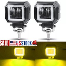 2x 3inch Led Work Light Bar Square Spot Fog Pods White Halo Driving Off Road 4wd