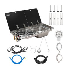 For Caravan RV Motorhome Camper, Double Gas Hob/Sink/Combi Cooker Unit with Tap