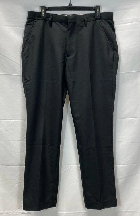 Pantalon habillé homme Supreme noir laine mélangée unie plat devant taille 32