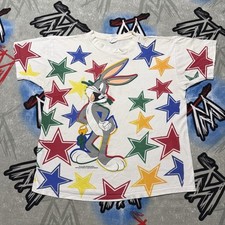 Bugs Bunny 1994 Looney Tunes AOP All Over Print Men's L T-Shirt