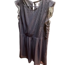 H & M Black Swiss Dot Flutter Sleeve Party Mini Dress Size 10 Whimsygoth Casual