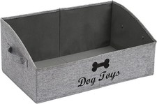 Linen-Cotton Blend Dog Toy Basket and Dog Toy Box, Dog Toy Basket Storage - Perf