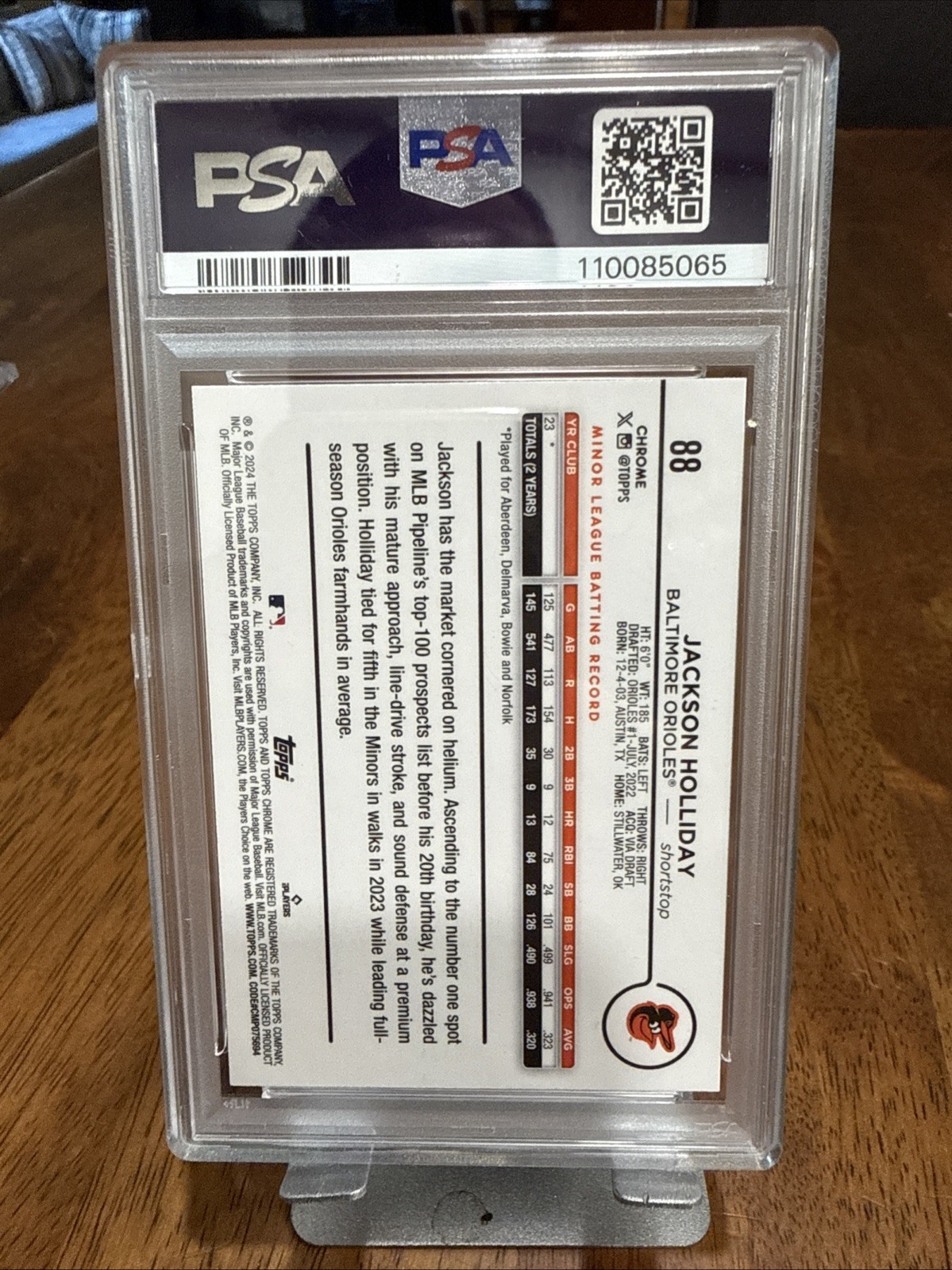 2024 TOPPS CHROME X-FRACTOR #88 JACKSON HOLLIDAY ROOKIE RC PSA 10 GEM MINT view 2