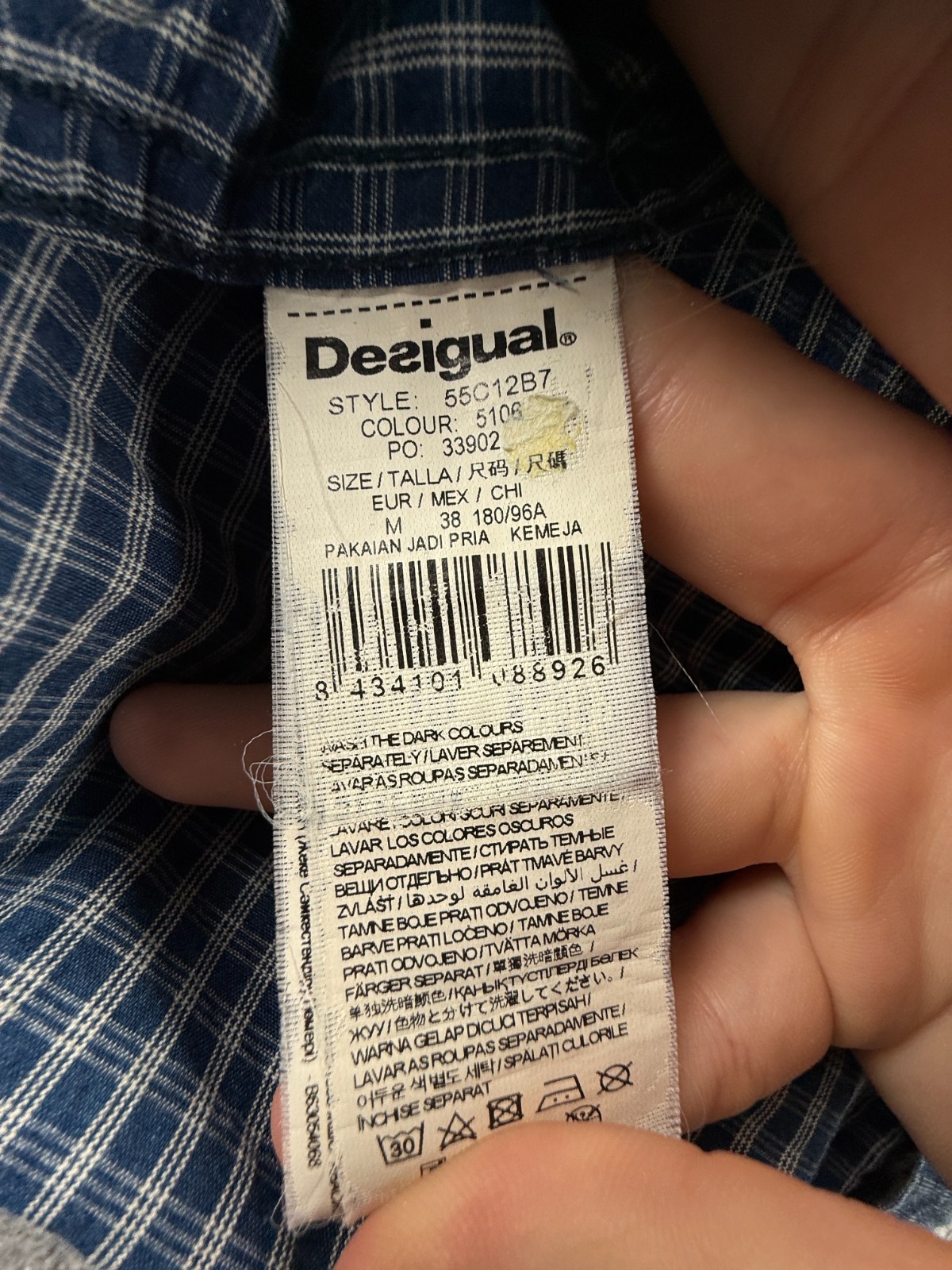 Desigual Patchwork Blue White Medium Plaid Cotton… - image 16