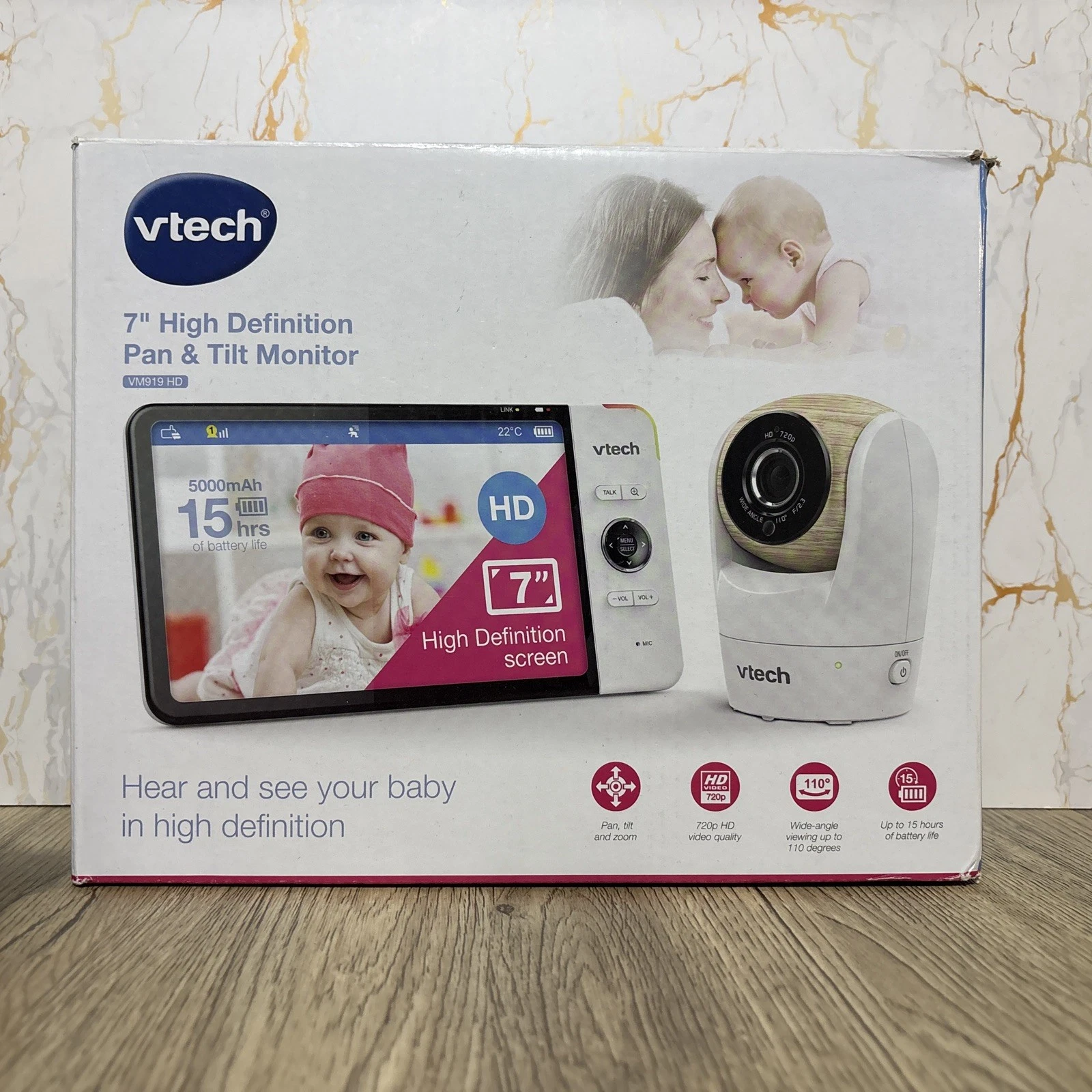 VTech VM919HD Baby Monitor 7" HD 360° Pan Tilt Camera Night Vision 1000ft
Opens in a new window or t