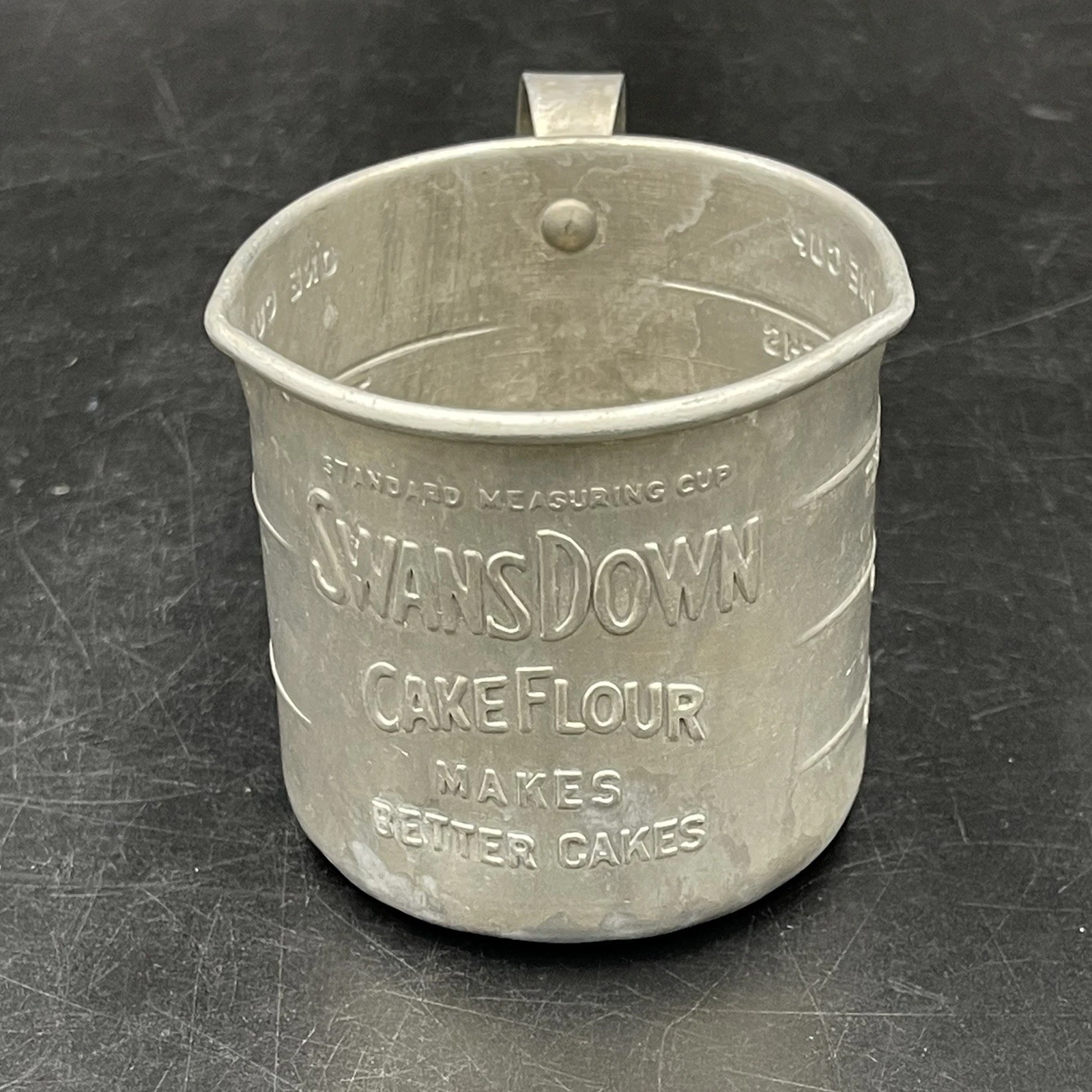 Vintage Swans Down Cake Flour Standard Aluminum Measuring Cup Kitchen Tin USA