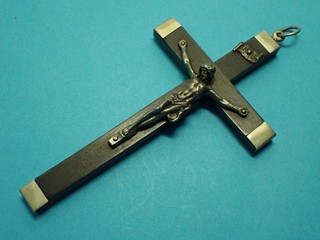 large EBONY WOODEN priest CRUCIFIX / monastery FRANCE