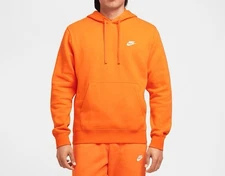 Nike Sportswear Club Fleece Hoodie Sweatshirt Safety Orange Mens Sz L BV2654-819