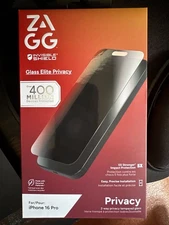 ZAGG InvisibleShield Glass Elite Privacy iPhone 16Pro Screen Protector: Unopened