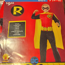 Rubie's DC Robin Boys Superhero Costume Jumpsuit Cape Mask Red/Black S 4-6