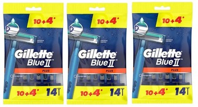 (3er PACK) GILLETTE BLUE II. PLUS EINWEGRASIERER FÜR MÄNNER 10+4
