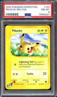 PSA 8 Pikachu 124/165 Reverse Foil Expedition E Series 2002 Pokemon Karte N MINT