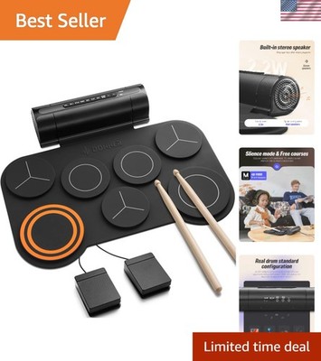 Electronic Drum Set, 7 Pads Electric Drum Pad Roll Up Quiet Drum Pad Built-in...
