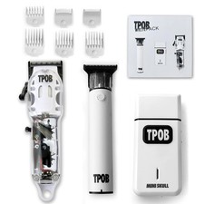 TPOB Slime 2 Barber Hair Clippers Trimmer Shaver Set for Men with Matte White Ca