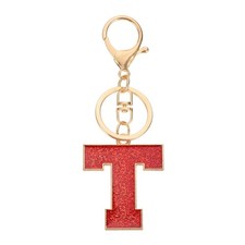 Initial Letter Keychain, A-Z Alphabet Keyring Letter t Metal Key Chain, Red