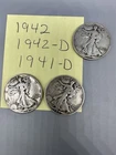Walking Liberty Silver Half Dollar Lot 1942  D 1941