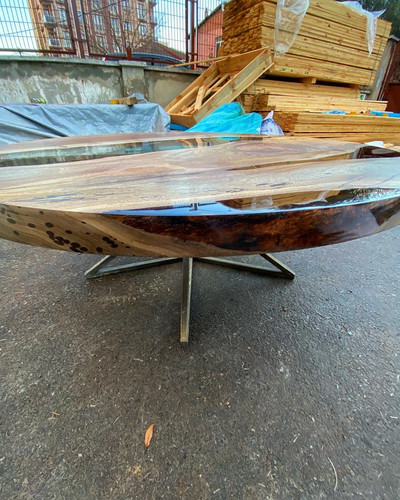 Serene Round resin table, wood epoxy top, dining furniture, modern style 30" - Picture 7 of 16