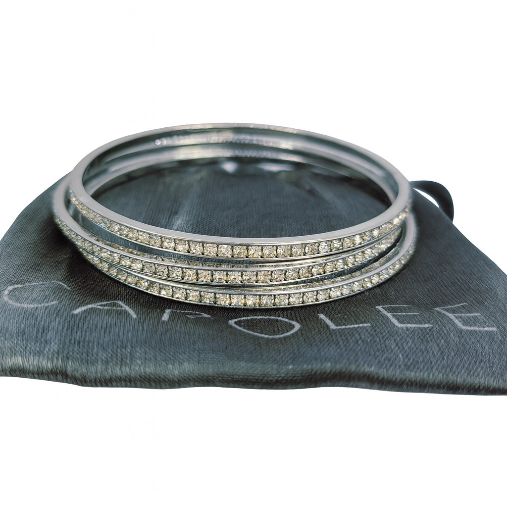 Carolee Stackable Silver Crystal Bangles 3pc - pu… - image 2