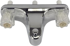 Mobile Home RV Tub Shower Center-Set Faucet 8 inch 2-Handle Chrome W/ Clear