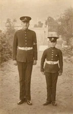 Father & Son? or Brothers in British WW1 Uniforms Postcard Antique c1912  RPPC N