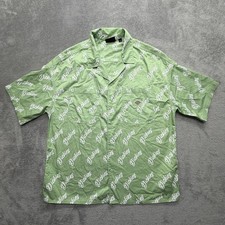 Dickies Shirt Mens XL Green Allover Logo Button Up Short Sleeve Casual