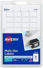 Removable Multi-Use ID Labels on Printable 1/2x3/4in White 1008/PK - 1EA