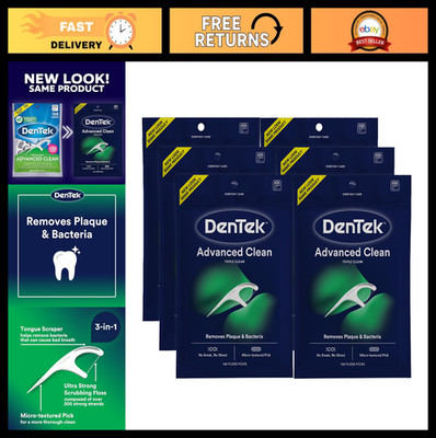Advanced Clean Floss Picks - No Break, No Shred Dental Floss, 150 Count, 6 Pack