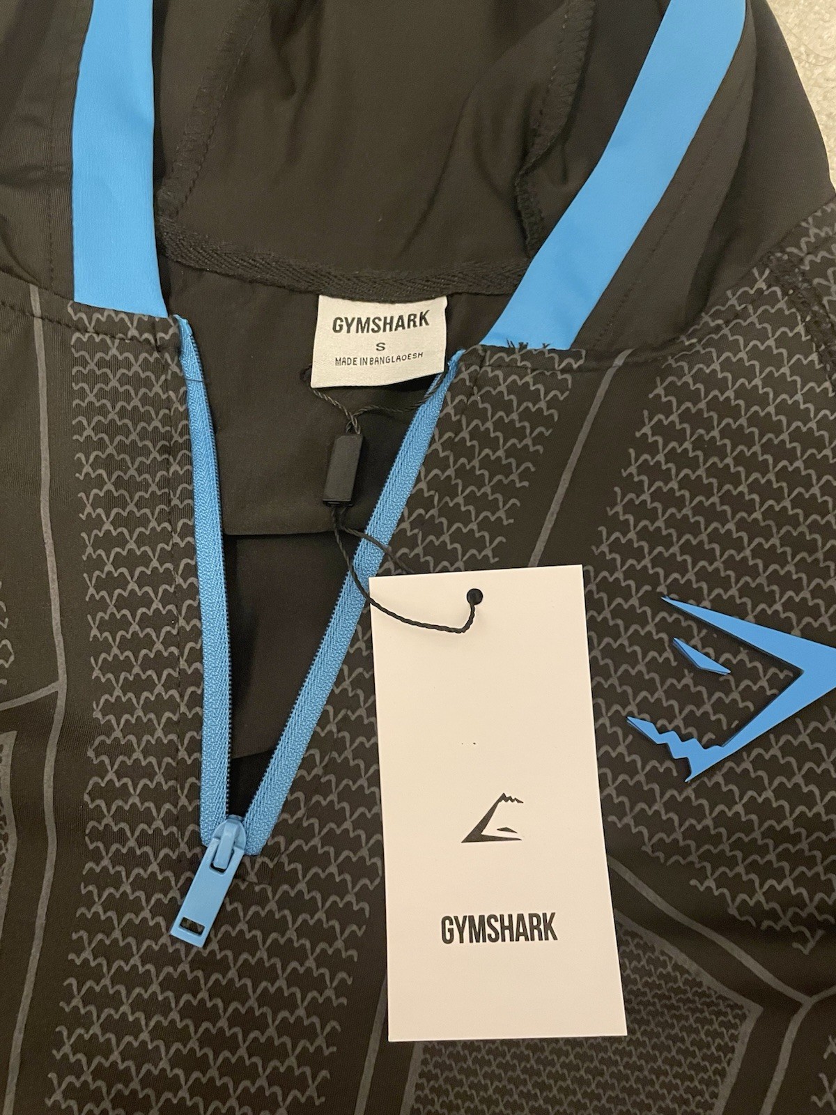 Gymshark Onyx V1 Black And Blue Half Zip Hoodie image 3