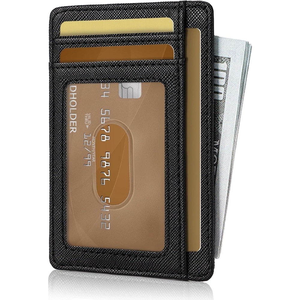 Slim Minimalist Front Pocket RFID Blocking Leather Wallet for Men and Women