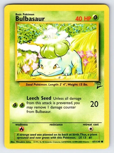 Bulbasaur 67/130 2000 Base Set 2 Pokemon Card TCG Vintage WOTC Common - VLP