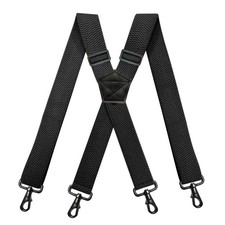 Mens Suspenders with 4 Snap Hooks Big and Tall Heavy Duty X-Back 3.8cm Black 
