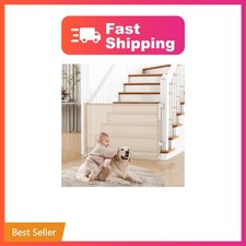 Cideny Retractable Baby Gate, Beige 34" x 55"