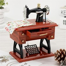 Vintage Mini Sewing Machine Music Box, European Retro Classical Wood Grain