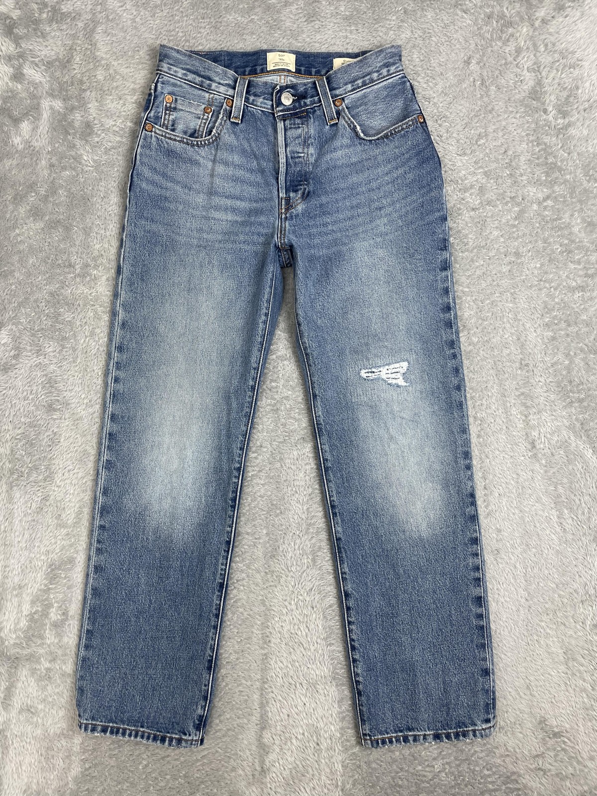 Levis 501 90s Selvedge Jeans Womens 25 X 30 Medium Wash High Rise Straight Leg