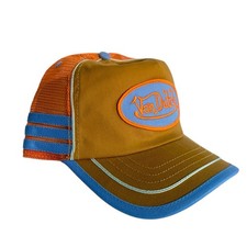 Von Dutch Trucker Hat Orange Brown Blue Mesh Snapback Retro Y2K Style Cap