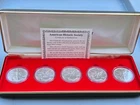 1986-1990 Silver American Eagle 5 Coins BU  1 Oz $1 Uncirculated in Gift Box COA